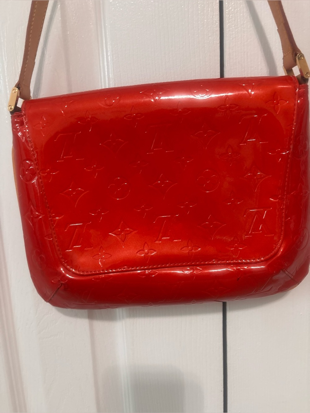 Authentic Louis Vuitton red vernis patent shoulder bag